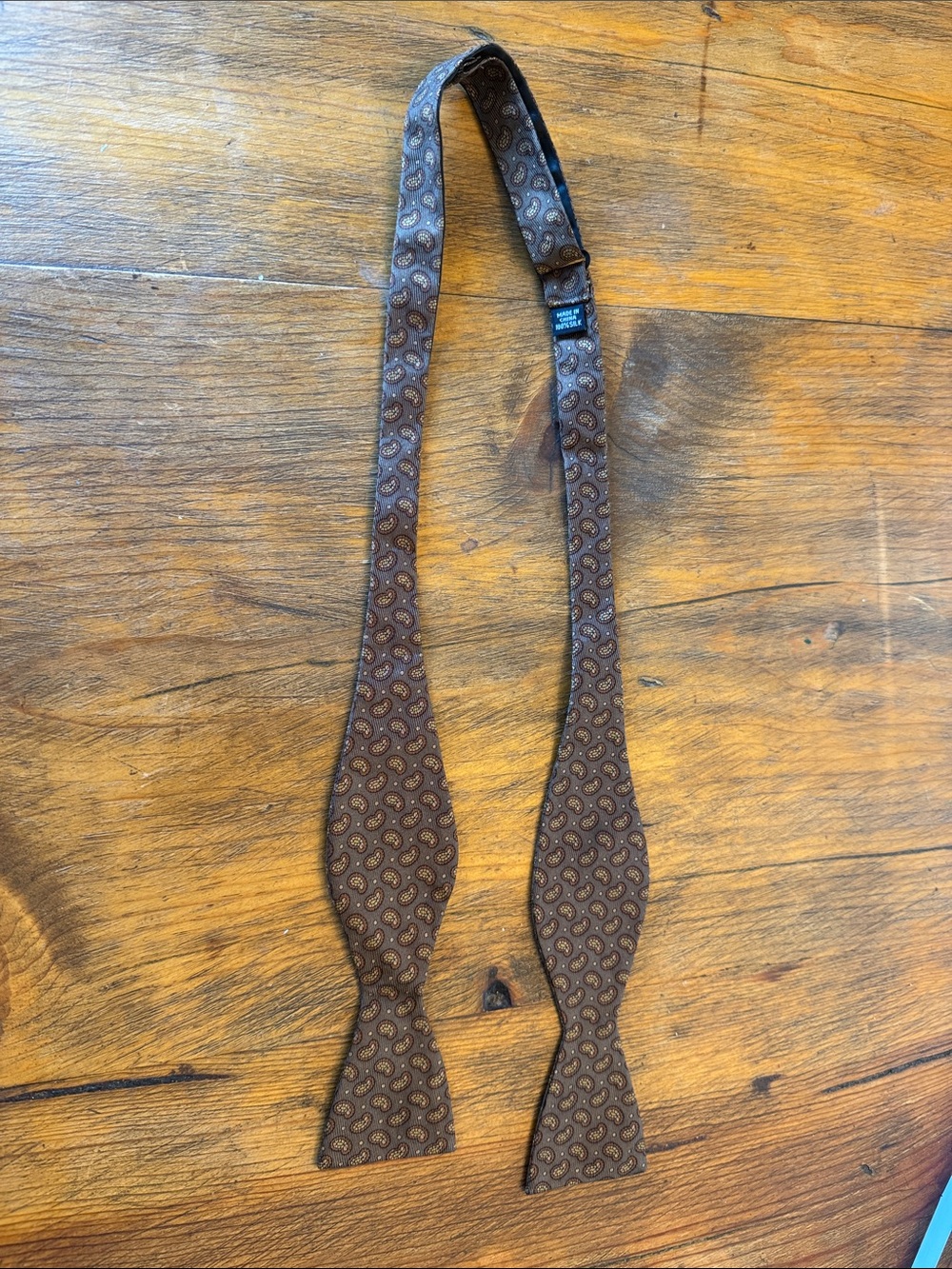 All Silk Brown Paisley Self-Tie Bow Tie